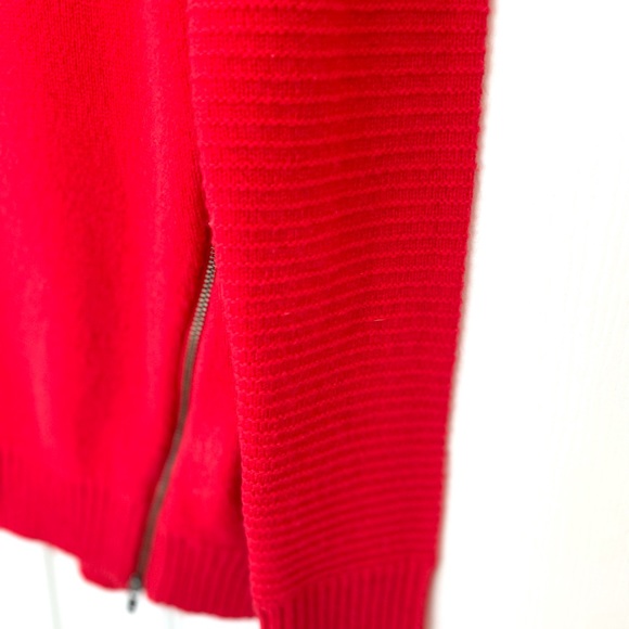 J. CREW Side Zippers Crew Neck Red Sweater XXS - Picture 5 of 7